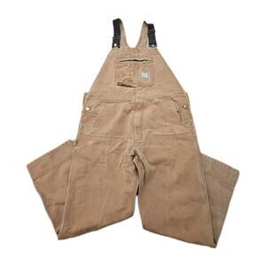 Carhartt Men's R01-M Duck Bib Overalls Relaxed Fit Size 40x34 Tan Double Knee